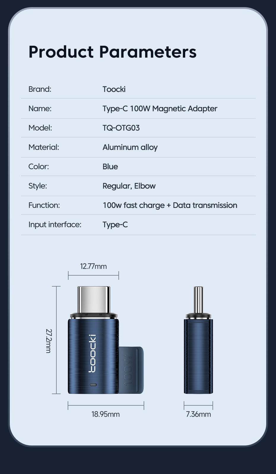Toocki100WUSB-CToType-CMagneticAdapter2in1PDFastChargingType-CConnectorDataSync90DegreeUSB-CMagnetCo-1991941-11