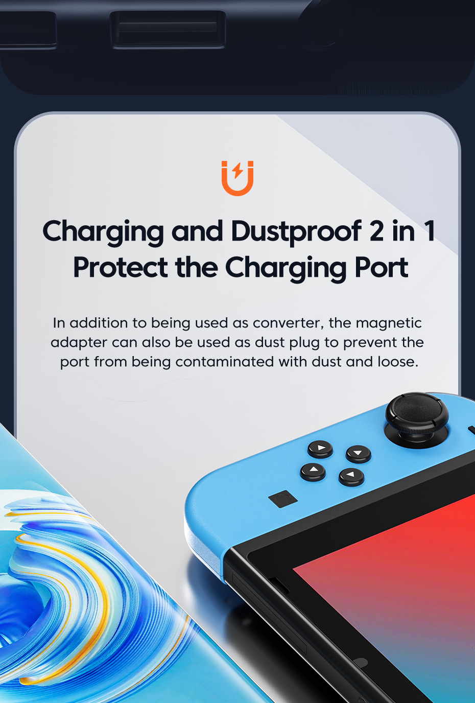 Toocki100WUSB-CToType-CMagneticAdapter2in1PDFastChargingType-CConnectorDataSync90DegreeUSB-CMagnetCo-1991941-6