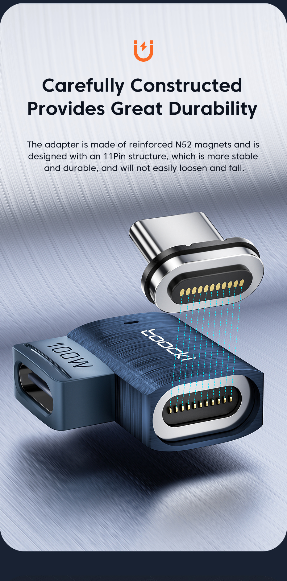 Toocki100WUSB-CToType-CMagneticAdapter2in1PDFastChargingType-CConnectorDataSync90DegreeUSB-CMagnetCo-1991941-7
