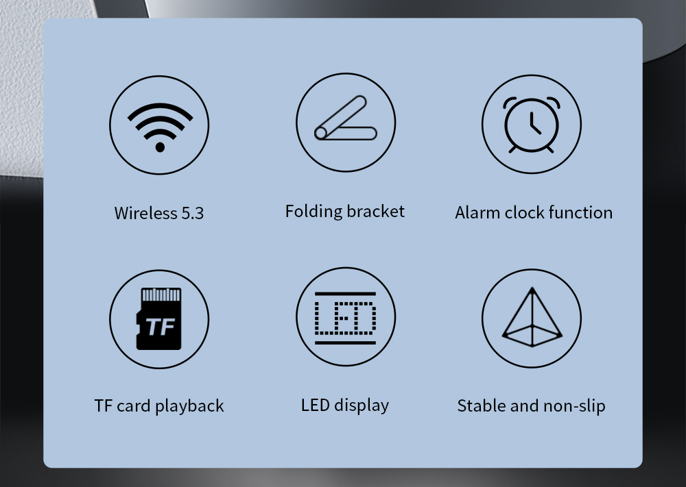CyborisS207WirelessbluetoothSpeakerAlarmClockStandLEDDisplayFoldingBracketTFCardMulti-functionforKit-1988813-2