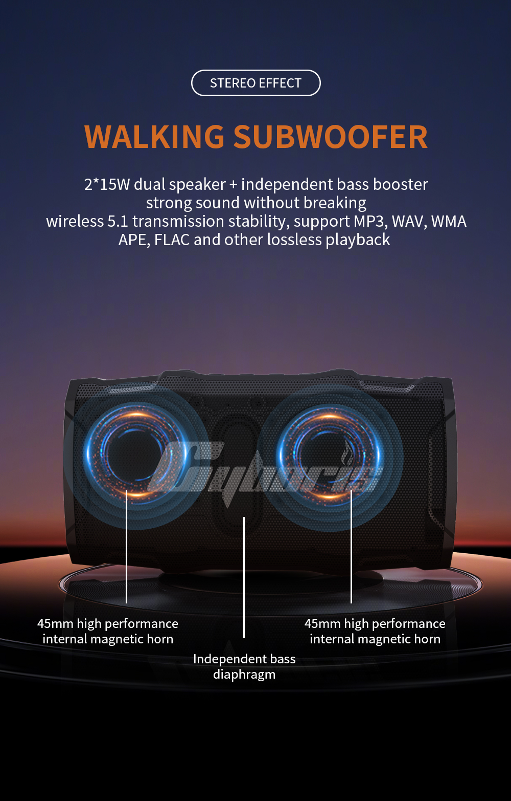 CyborisX830WMagneticSpeakerWirelessbluetoothSpeakerDoubleDrivers5200mAhEmergencyChargingLightUDiskTF-1988949-7