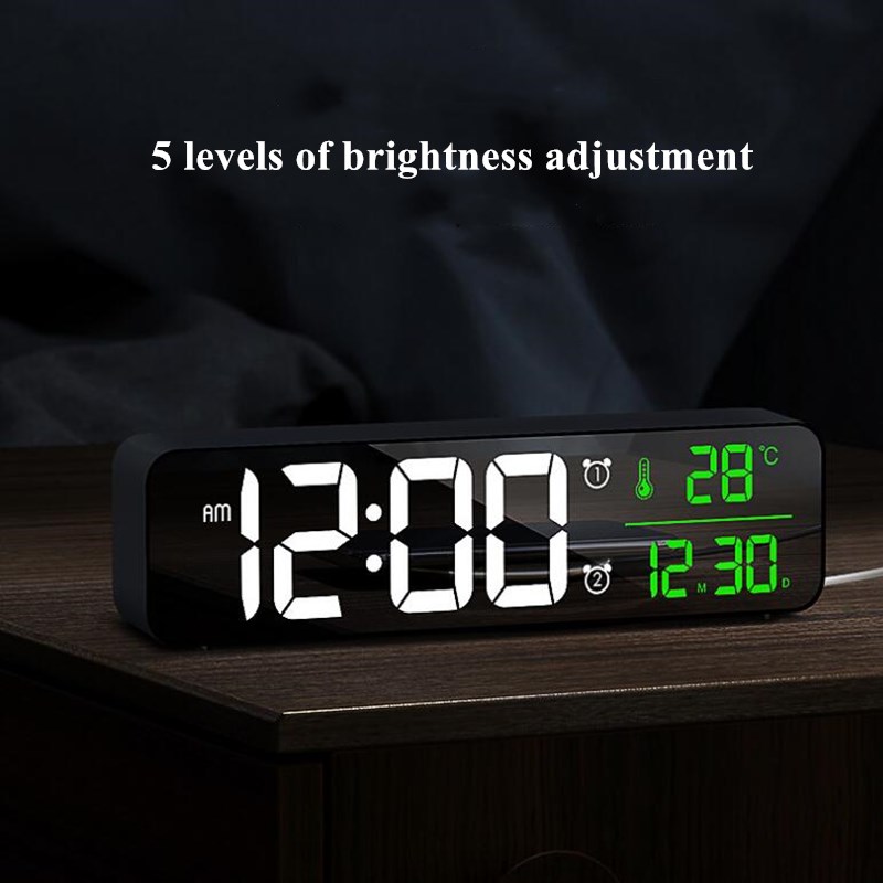 MusicLEDDigitalAlarmClockTemperatureDateDisplayDesktopMirrorClocksHomeTableDecorationVoiceControl240-1979560-3