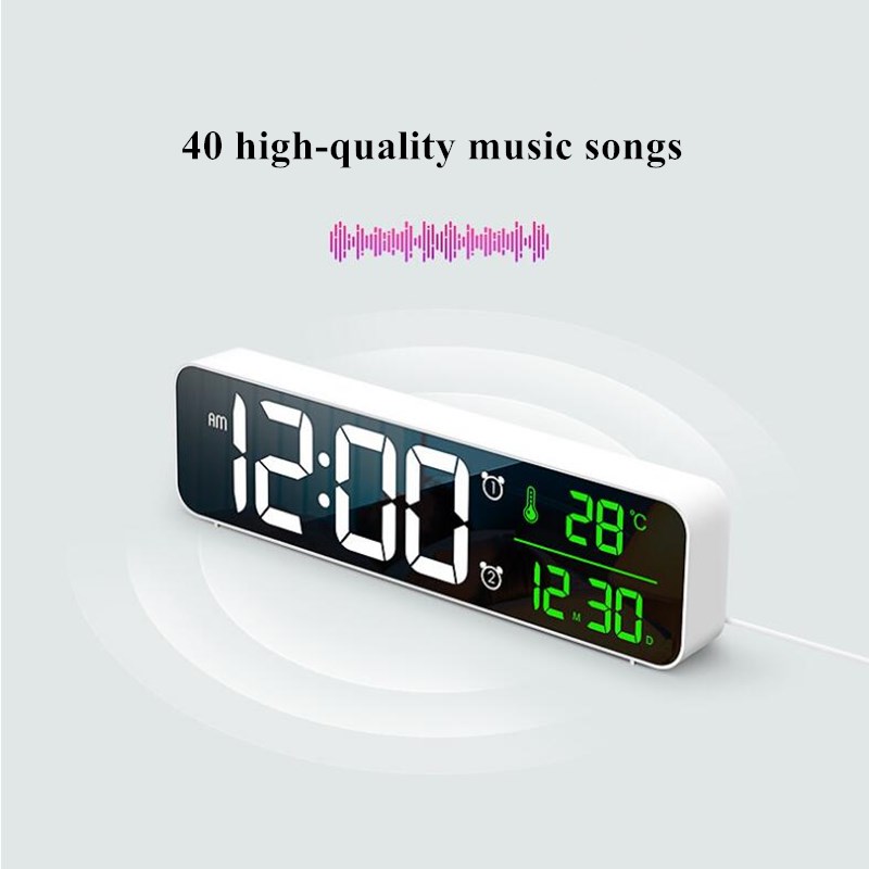 MusicLEDDigitalAlarmClockTemperatureDateDisplayDesktopMirrorClocksHomeTableDecorationVoiceControl240-1979560-4