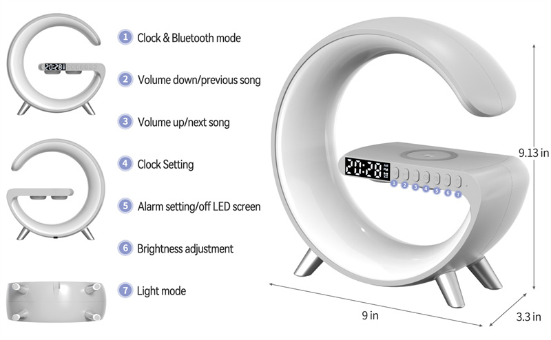 15W10W75W5WMultifunctionalWirelessChargerAlarmClockSpeakerRGBLightFastChargingStationforiPhone151413-1999235-6