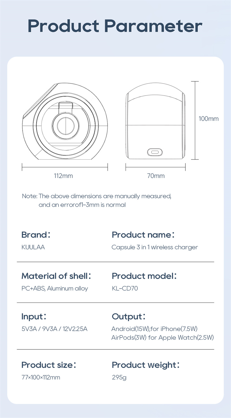 KUULAAKL-CD7015WRGBWirelessCapsuleChargerFastWirelessChargingStandforSmartPhonesforiPhone151413forHu-2012860-11