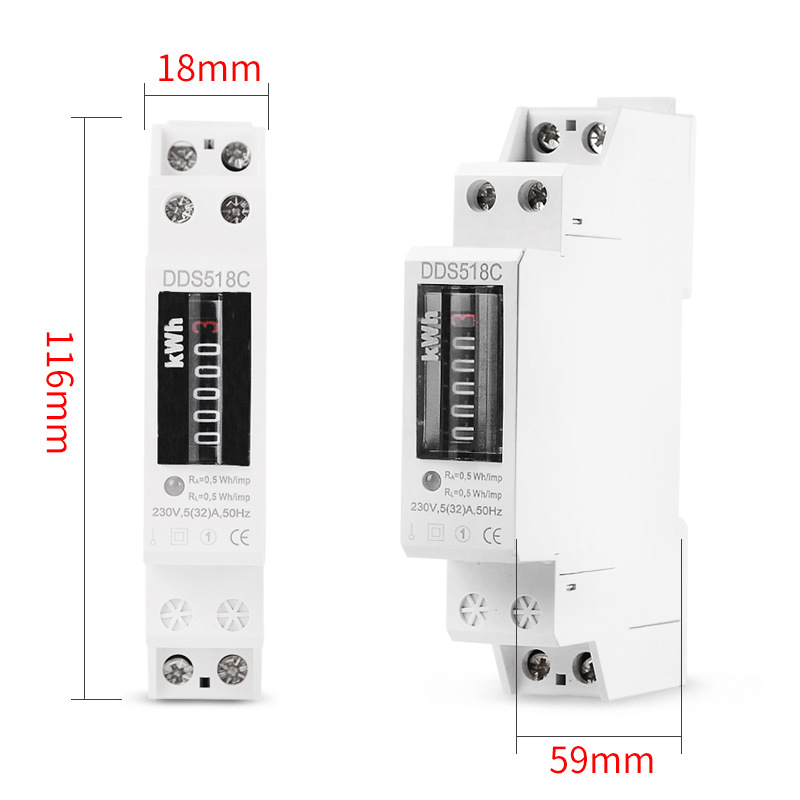 DDS518CDigitalSinglePhasePowerConsumptionWattEnergyMeterkWh5-32A230VElectricDinRailTypeWattmeter-1994280-2
